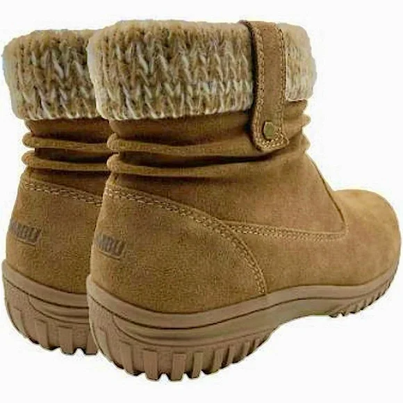 Khombu Laura Suede Leather Boots with Knit Trim in Chestnut Brown - Picture 11 of 16